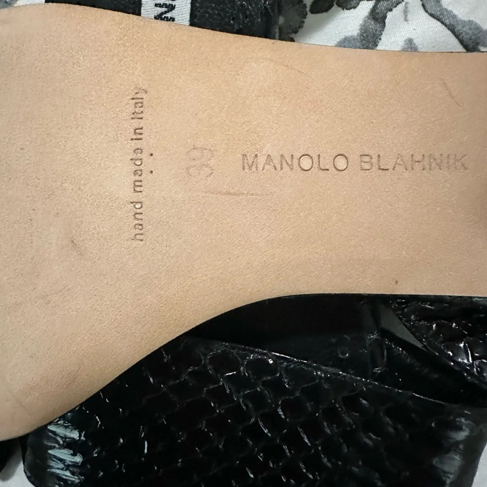 Manolo Blahnik Textured Black Sandals - Picture 8 of 16